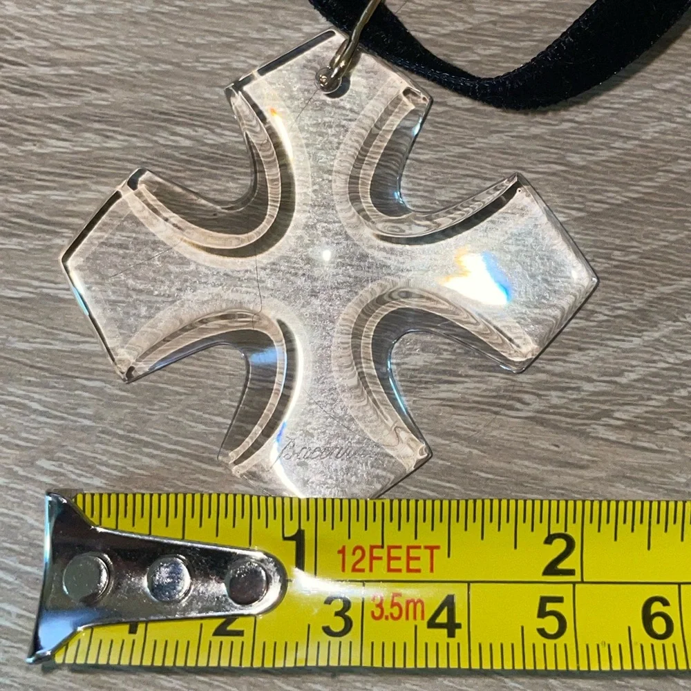 Baccarat Clear Crystal Cross Shaped Necklace‎ with Gold